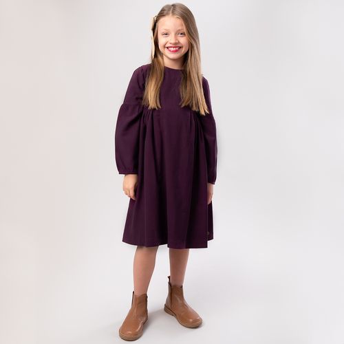 Vestido Infantil Feminino Alfaiataria com Recortes - ROXO
