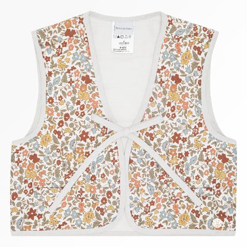 Colete Infantil Feminino Fustão Matelado Estampa Flowers - OFF WHITE