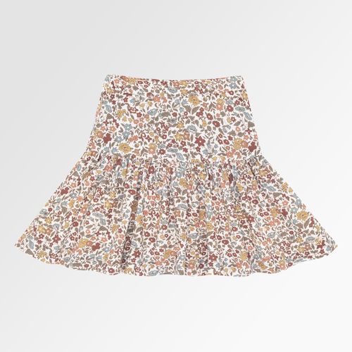 Saia Infantil Feminina Fustão Estampa Flowers com Pala - BEGE