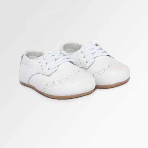 Sapato de Bebê Masculino Couro para Batizado - BRANCO