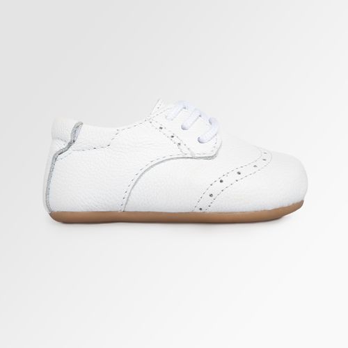 Sapato de Bebê Masculino Couro para Batizado - BRANCO