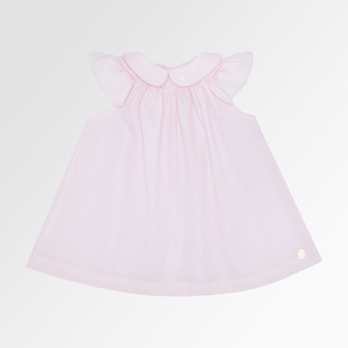 Vestido de Bebê Feminino Batinha Fio 60 Ponto Smock Fio - ROSA