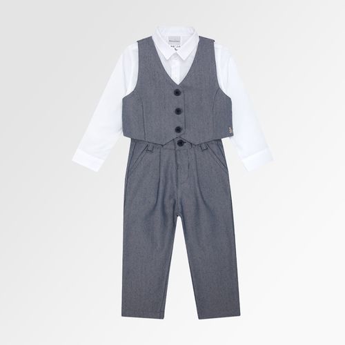 Conjunto de Bebê Masculino Alfaiataria com Camisa Body - AZUL MARINHO