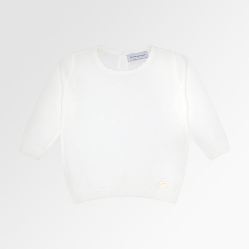 Blusa Tricot de Bebê Feminina Manga Longa Fio Soft - OFF WHITE