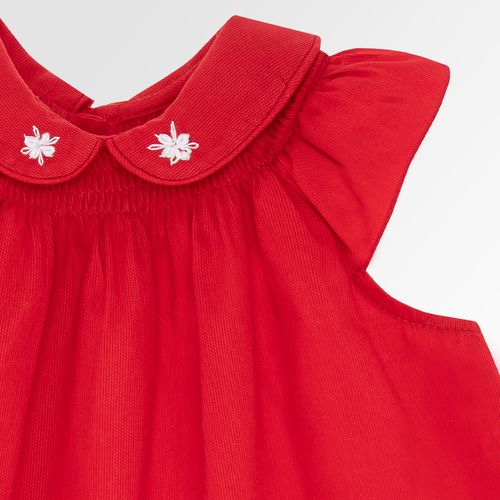 Vestido de Bebê Feminino Batinha Fio 60 Ponto Smock - VERMELHO