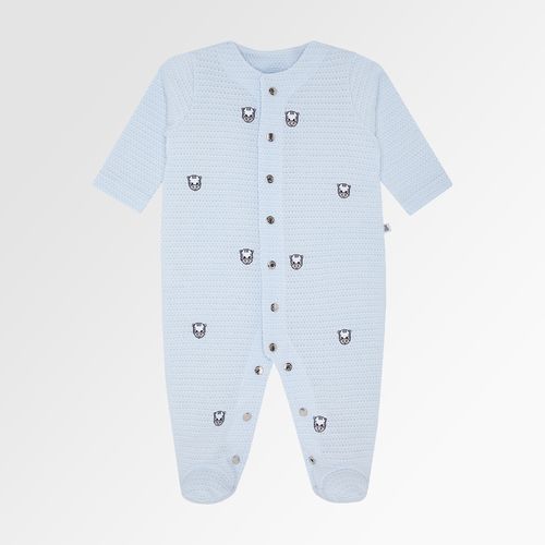 Macacão de Bebê Masculino Longo Tricot Jetty Bordado Zebra - AZUL BEBE
