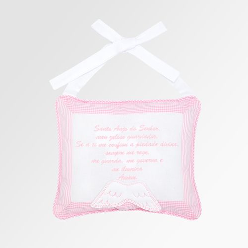Almofada de Bebê com Oração Santo Anjo - ROSA