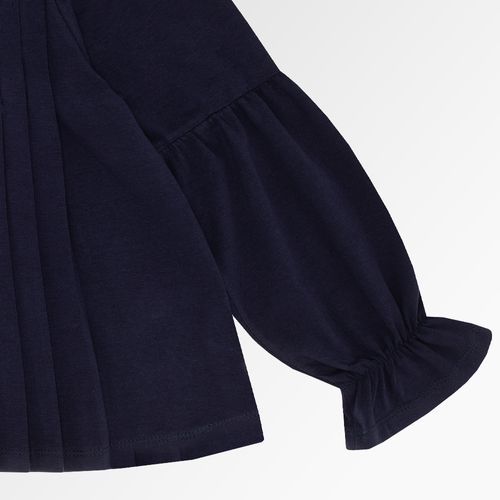 Blusa Infantil Feminina Manga Longa com Pregas - AZUL MARINHO