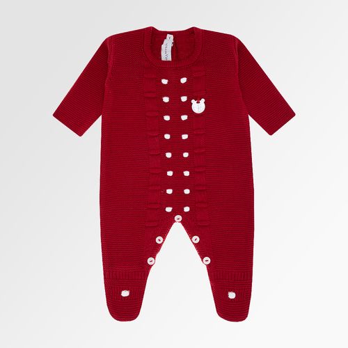 Saída de Maternidade Tricot Bordado Poás - VERMELHO