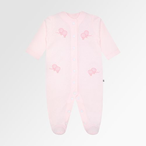 Macacão de Bebê Feminino Longo Dadinho Bordado Balão - ROSA