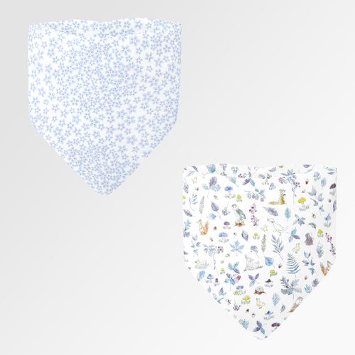 Conjunto de Babador Bandana Estampas - 2 Unidades - FL AZ/EST BICHOS BC