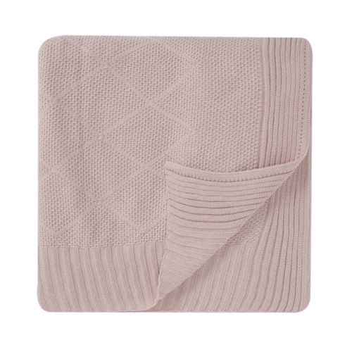 Manta Solteiro Tricot Losango - ROSE