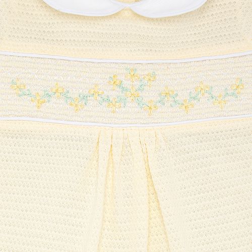 Macacão de Bebê Feminino Longo Tricot Jetty Ponto Smock - AMARELO