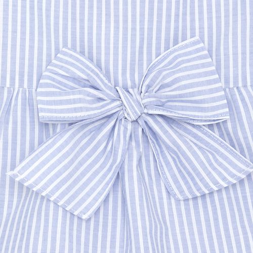 Romper de Bebê Feminino Listrado com Laço - AZUL