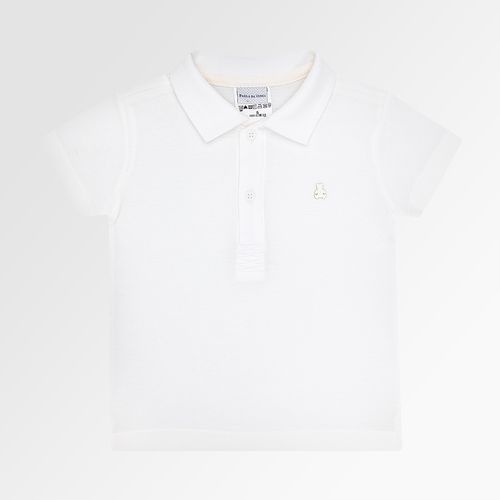 Camiseta Polo de Bebê Masculina Manga Curta Piquet - OFF WHITE