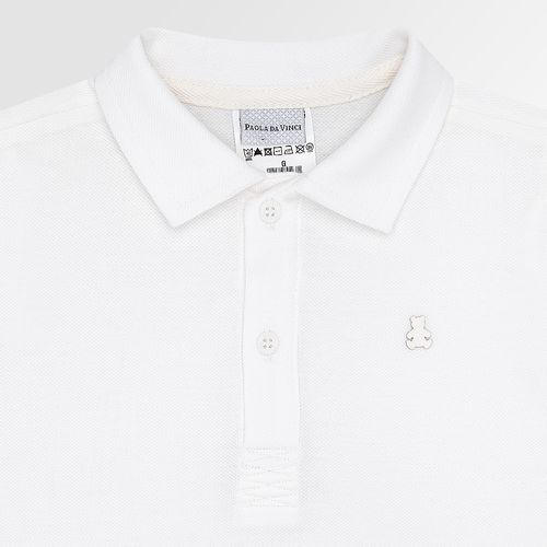 Camiseta Polo de Bebê Masculina Manga Curta Piquet - OFF WHITE