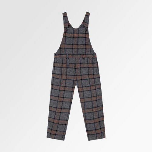 Jardineira Infantil Masculina Xadrez com Bolso - CINZA