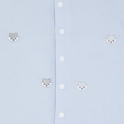 Macacão de Bebê Masculino Longo Egípcio Gold Fio 50 Bordado Raposa - AZUL BEBE