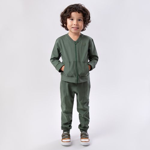 Conjunto de Bebê Masculino Moletom com Recortes - VERDE