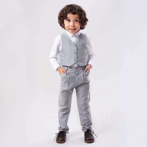 Conjunto de Bebê Masculino Alfaiataria com Camisa Body - CINZA