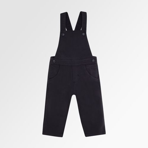 Jardineira de Bebê Masculina Sarja Maquinetada com Bolso - PRETO
