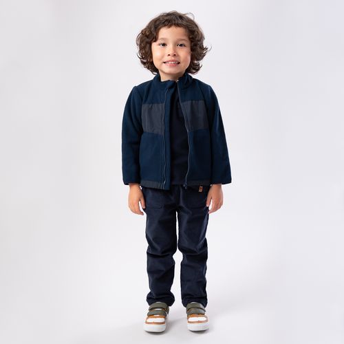 Calça de Bebê Masculina Veludo Forrada - AZUL MARINHO