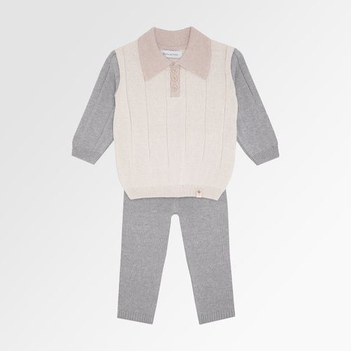 Conjunto de Bebê Masculino Tricot Blusa Polo - M GRIS/NINIVE