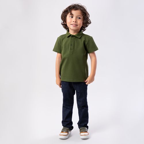 Camiseta Polo de Bebê Masculina Manga Curta Piquet - VERDE