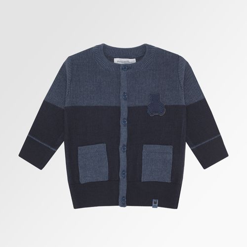 Cardigan Tricot de Bebê Masculino Gola Redonda Bicolor - AZM/AZ JEANS