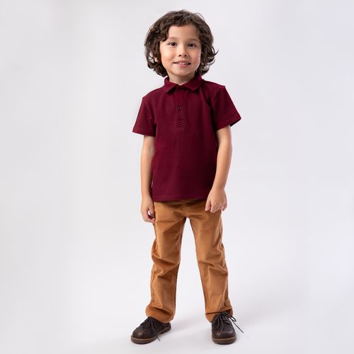 Camiseta Polo de Bebê Masculina Manga Curta Piquet - BORDO