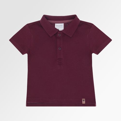 Camiseta Polo de Bebê Masculina Manga Curta Piquet - BORDO