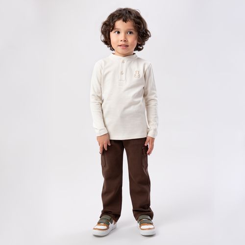 Camiseta Malhão de Bebê Masculina Manga Longa - BEGE