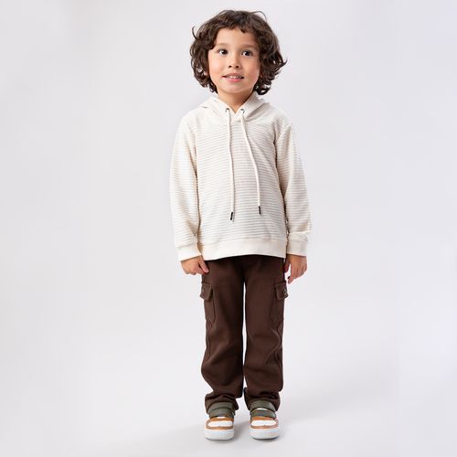 Blusa de Bebê Masculina Listrada Manga Longa - BEGE