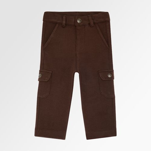 Calça de Bebê Masculina Malha Ponto Roma com Bolsos nas Laterais - MARROM