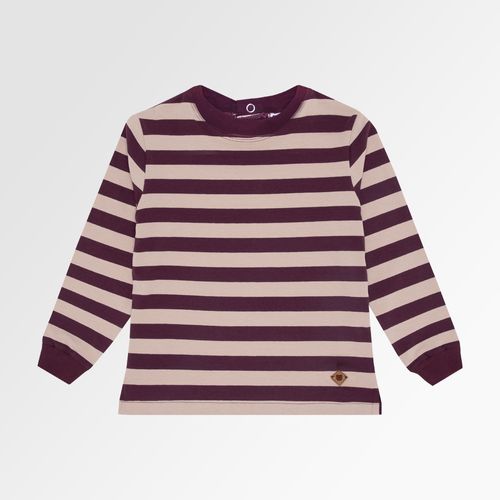 Camiseta de Bebê Masculina Manga Longa Listrada - BORDO