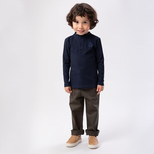 Camiseta Malhão de Bebê Masculina Manga Longa - AZUL