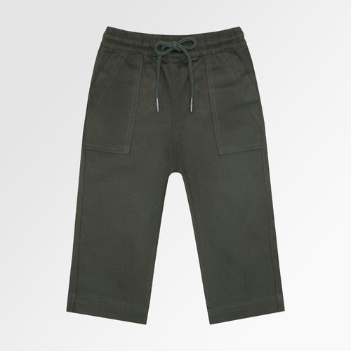 Calça de Bebê Masculina Sarja com Bolsos Sobrepostos - VERDE