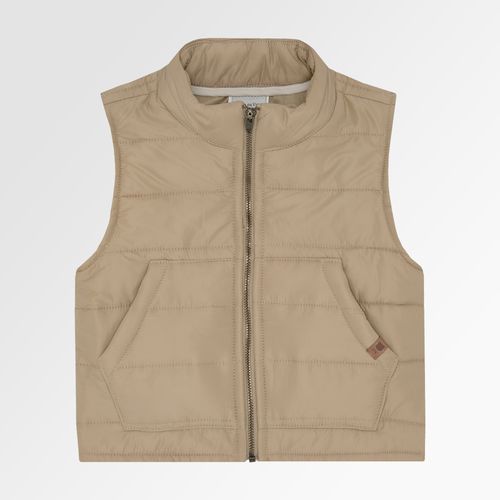 Colete de Bebê Masculino Matelassê com Bolso - BEGE
