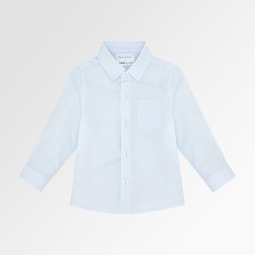 Camisa de Bebê Masculina Manga Longa Ravel Fio 60 com Bolso - AZUL BEBE