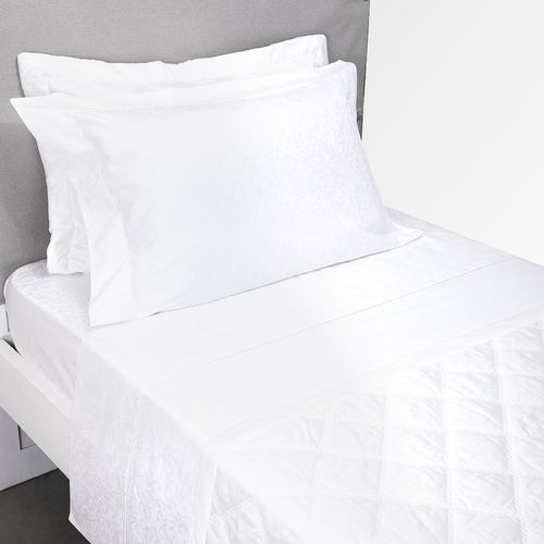 Jogo de Lençol Solteiro 300 Fios Jacquard - BRANCO