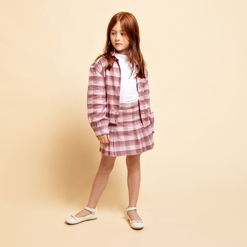 Jaqueta Infantil Feminina Xadrez Flanelada - ROSA