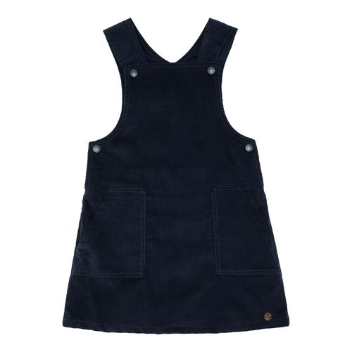 Jardineira Infantil Feminina Flanelada Veludo - AZUL MARINHO
