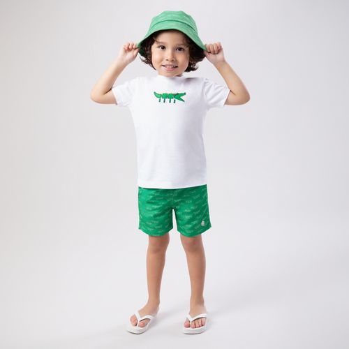 Chapéu Bucket Hat Infantil Masculino com Proteção UV50+ Estampa Jacaré - VERDE