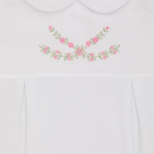 Macacão de Bebê Feminino Longo Plush com Bordado - BRANCO