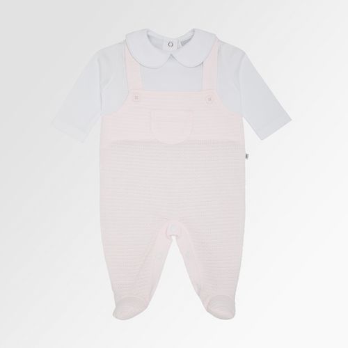 Macacão de Bebê Feminino Longo Tricot Jetty Jardineira - ROSA