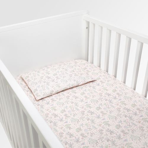 Jogo de Lençol de Berço Feminino Algodão Egípcio Liberty Fabrics Floresta - ROSA BEBE