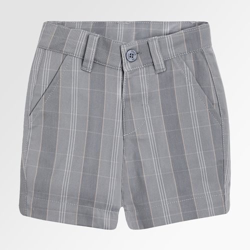 Bermuda de Bebê Masculina Xadrez com Bolso Embutido - CINZA