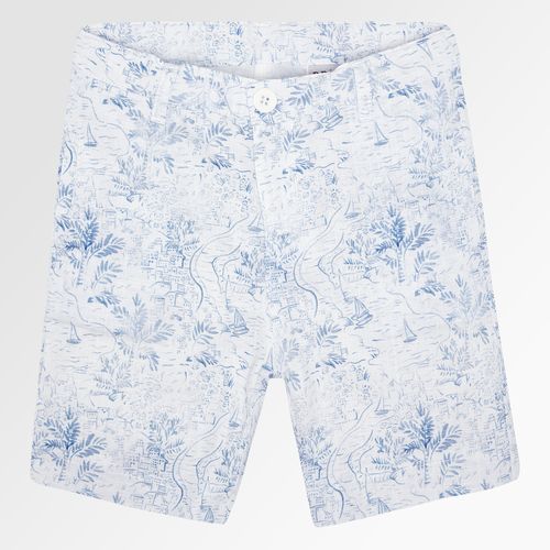 Bermuda Infantil Masculina Forrada Estampa Barcos - AZUL