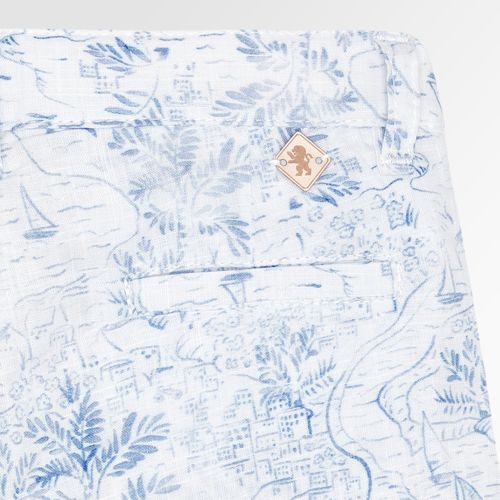 Bermuda Infantil Masculina Forrada Estampa Barcos - AZUL