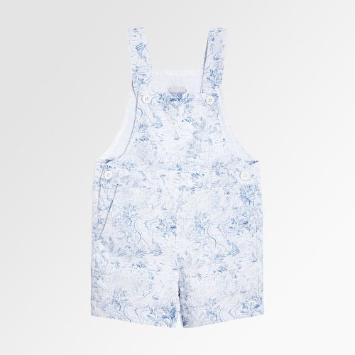 Jardineira de Bebê Masculina Estampa Barcos - AZUL